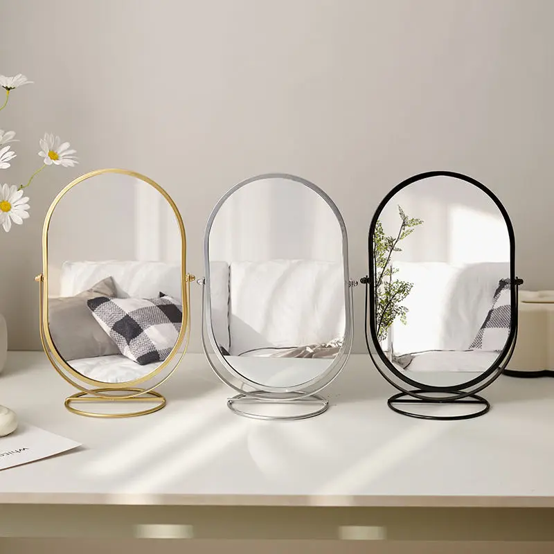 Dresser Makeup Mirror Student Dormitory Desktop Makeup Mirror Internet celebrity Beauty Mirror Apartment Desktop Flip Makeup