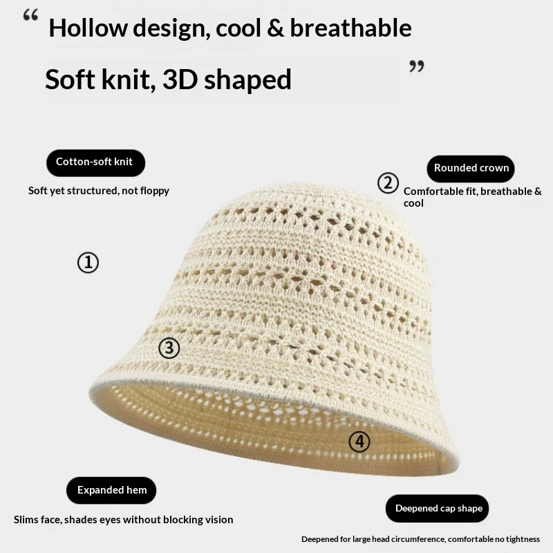 1 Stück Sommer-Sonnenhut aus Hohlstrick für Damen, vielseitiger Outdoor-Freizeit-Sonnenhut, Panama-Hut, vielseitige, kleine, frische Strandmütze