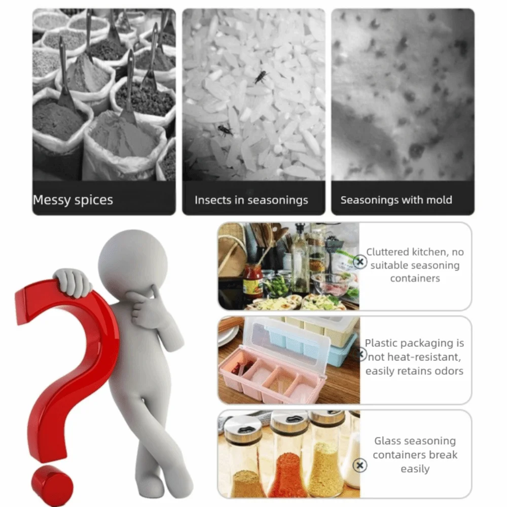 Коробка для приправ из нержавеющей стали с крышкой, пояс 3/4/5/6, кухонный ящик для хранения губ, рыбный соус, легко моется