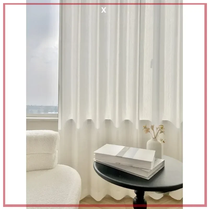 

French New Style Modern Simple Moonlight White Tulle for Bedroom Living Room High-end Sense Sun Protection Partition Bay Window
