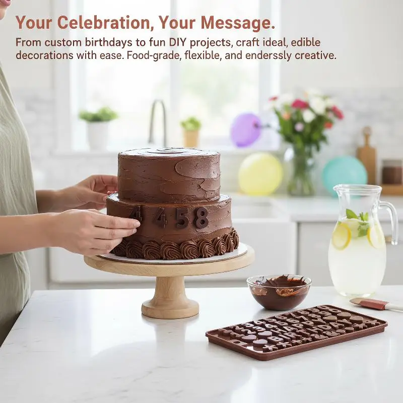 Silicone Alphabet Number Chocolate Molds Non Stick Food Safe Perfect For DIY Cake Decoration Birthday Party Baking