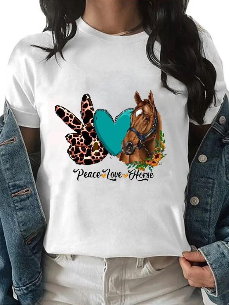 

Horse Love Trend 90s Clothing Female Summer Short Sleeve Tee Top Women Fashion Casual Graphic T Shirt Print T-shirt