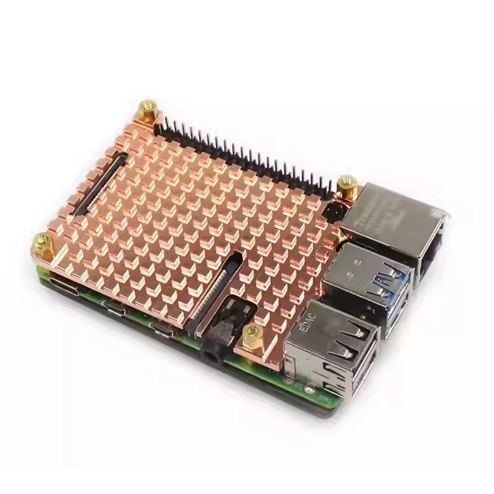 for Raspberry Pi 4B Pure Copper Heat Sink Case Radiator Shell with Thermal Glue Installation Tool for Raspberry Pi Cooling