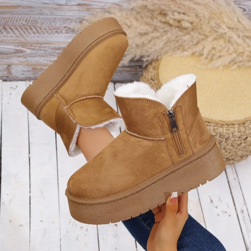 

2025 Winter New Women's Shoes Cotton Shoes Northeast Snow Boots Short Boots Thick soled Warm and Velvet Cotton Boots