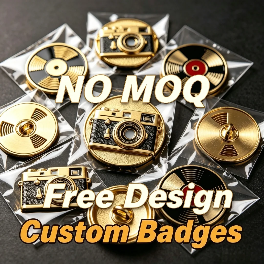 Custom Vintage Camera Vinyl Record Metal Lapel Pin Personalized Retro Music Film Enamel Brooch Backpack Clothes Decor Gift