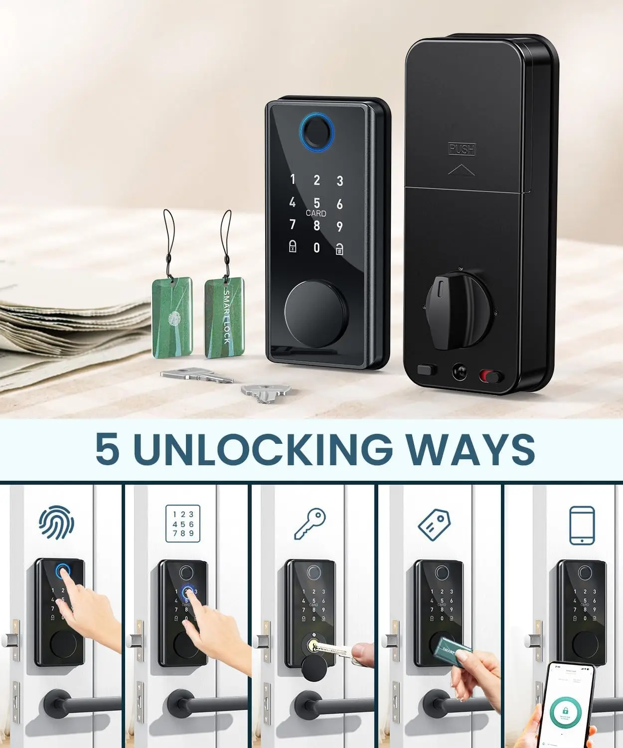 Fingerprint smart door lock with electronic keypad - Biometric Smart Digital Door Lock with Code -Auto Lock