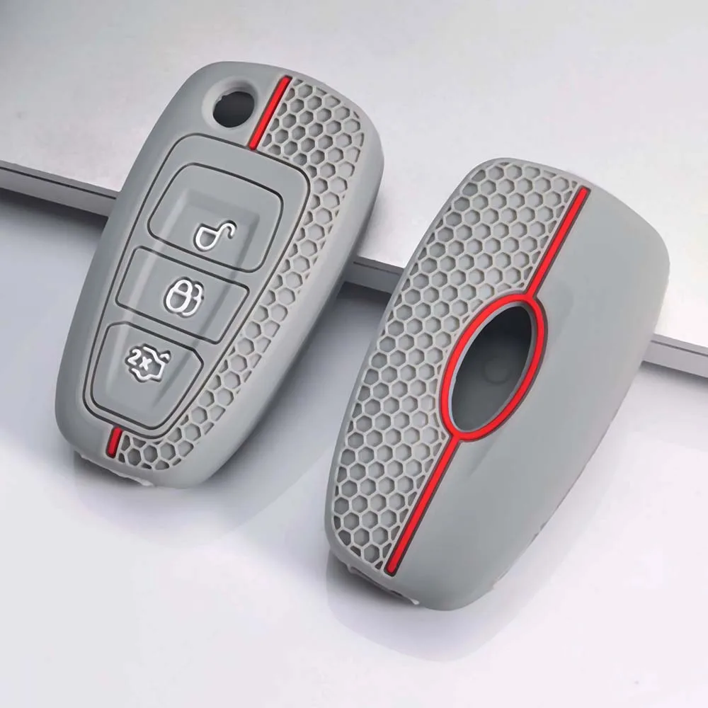 3 Button Silicone Car Remote Key Fob Cover Case For Ford Ranger C-Max S-Max Focus MK3 Galaxy Mondeo Transit Tourneo Custom