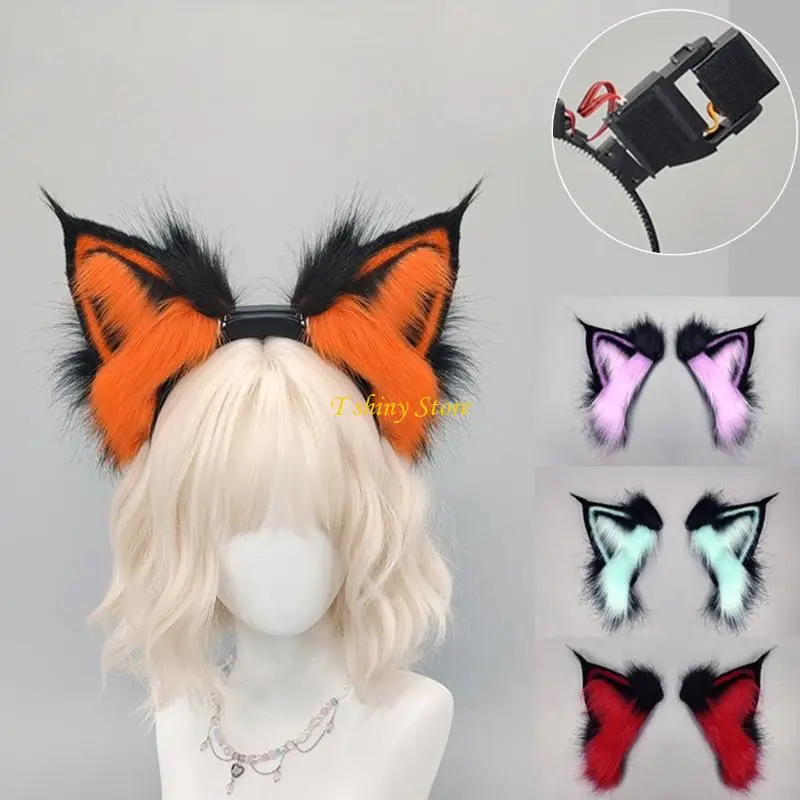 

N58F Anime Cosplay Props Hair Hoop Furry Kitten Dynamic Ear for Halloween