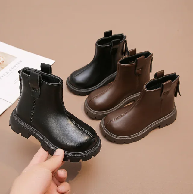 חורף ילדים נעלי שלג אופנה בנות עור רכות נעלי ספורט