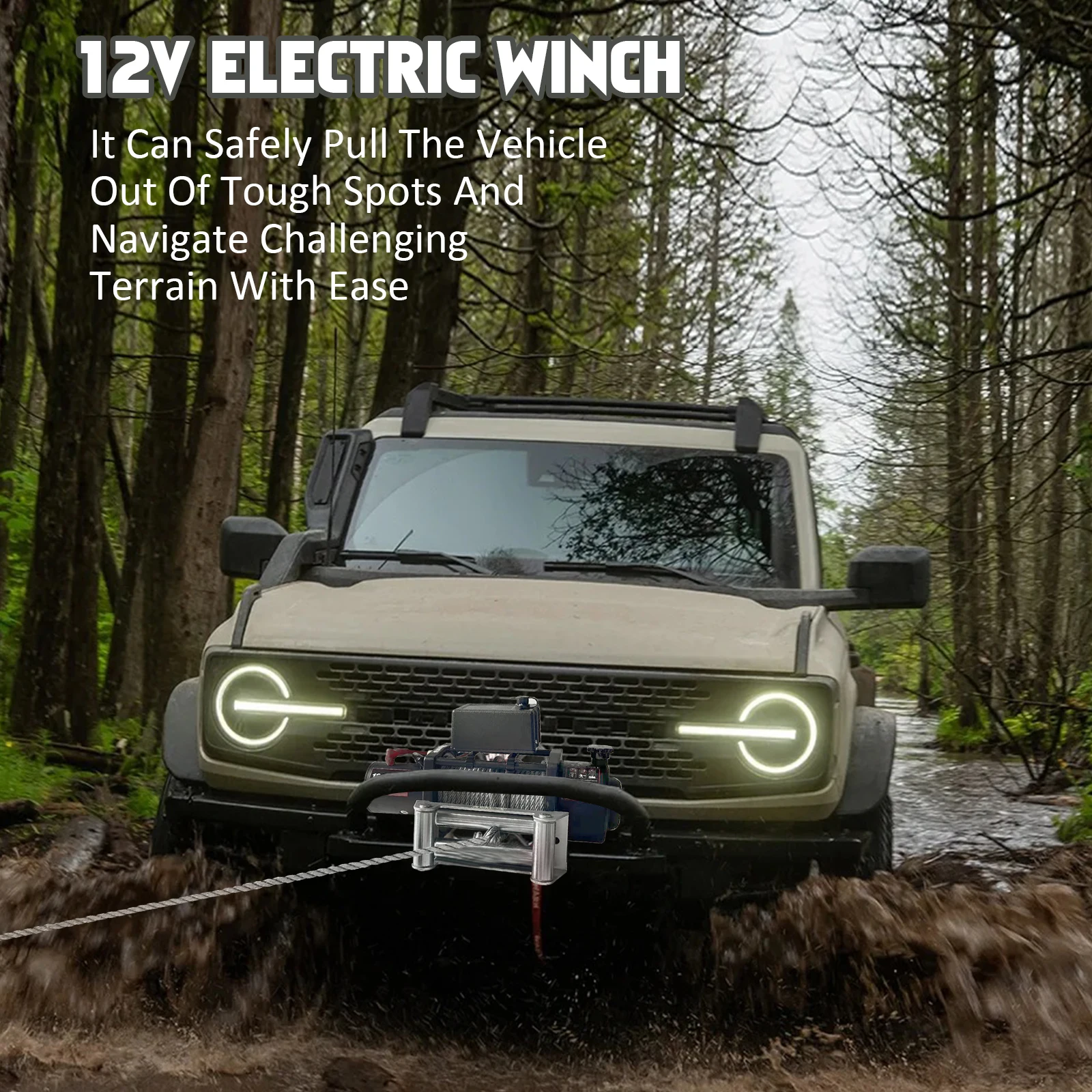 18800lbs Electric Winch Waterproof IP67 80ft Steel Cable Truck Winch with Wireless Remote for Towing UTV Off Road Vehicle