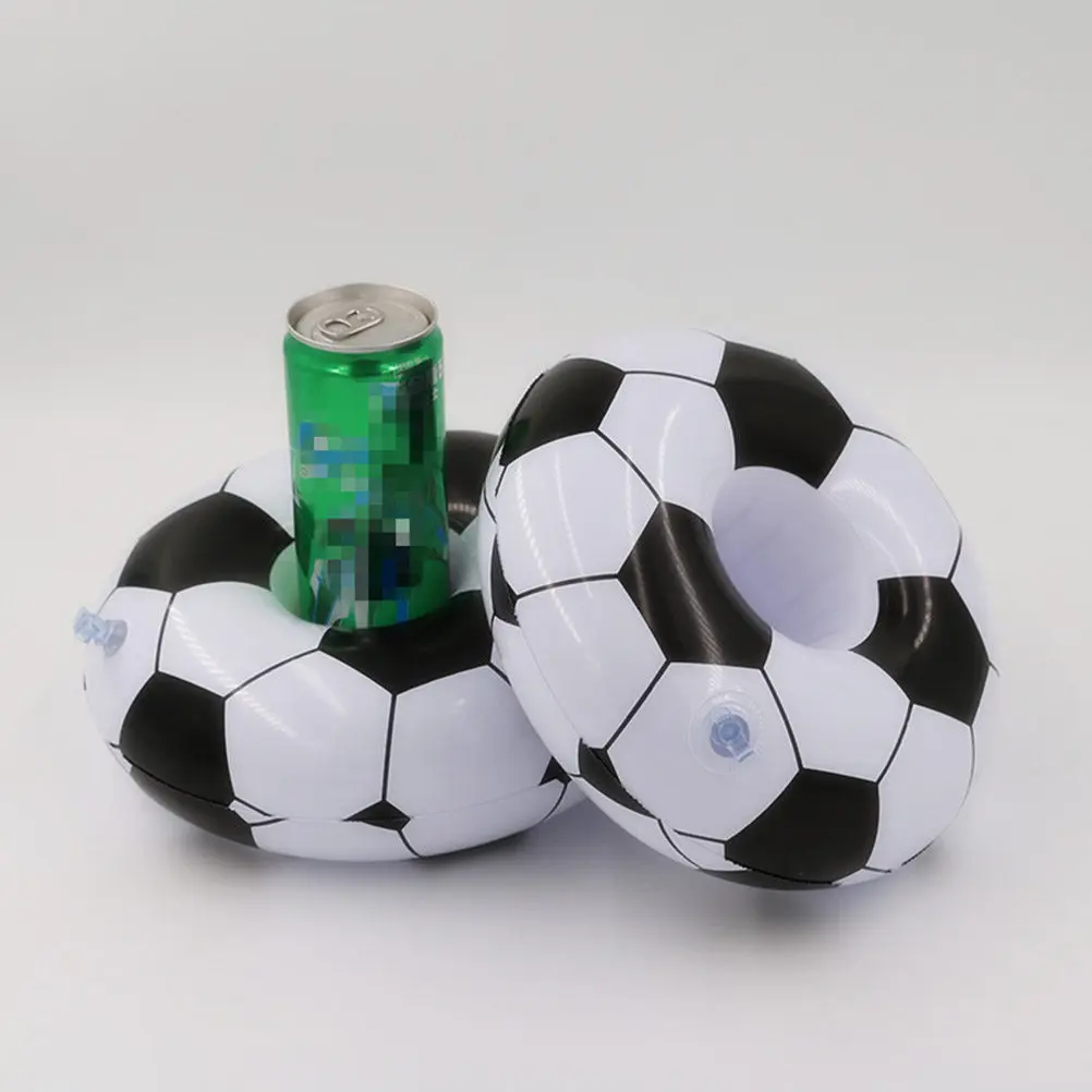 5Pcs Premium PVC Inflatable Soccer Drink Float Floating Cup Holder for Swimming Pool Beach Gathering Hawaiian Party Favors