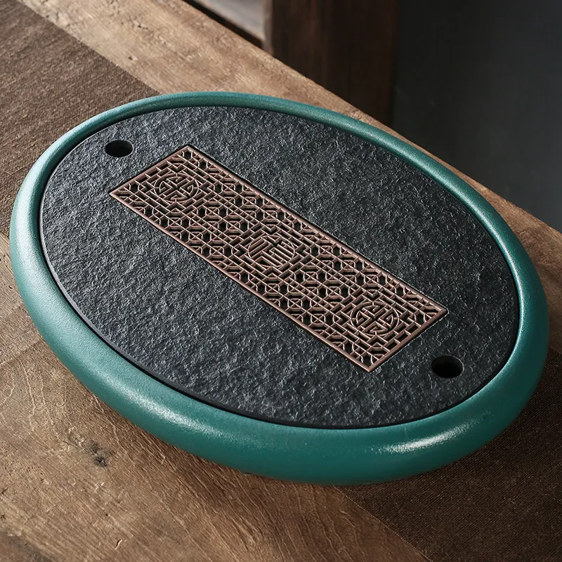Stone Ceramic Tea Tray Office Luxury Rectangular Modern Tea Tray Living Room Chinese bandeja de bambu para cozinha Tea Supplies