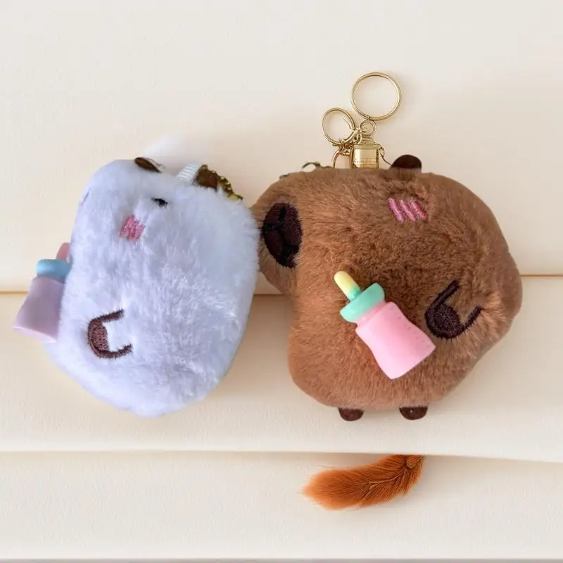 Llavero de muñeco de peluche de capibara de dibujos animados, colgante de felpa suave para mochilas y llaves de coche, regalo perfecto para niños