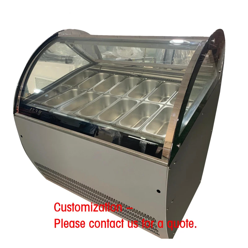 custom.Hot Sale Commercial Single-Temperature Stainless Steel Glass Display Refrigerator 10-24 Pans Refrigeration Equi