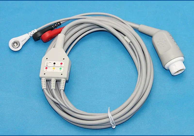 Free shipping for Mindray IMEC 3-Leads ECG Patient Cable Snap 12pin Compatible