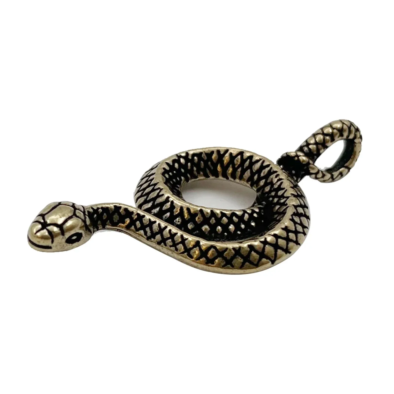 

Copper Snake Vintage Handmade Brass Cobra Key Foddle Pure Zodiac Disc Belt Hanging Car Key Foot Pendant