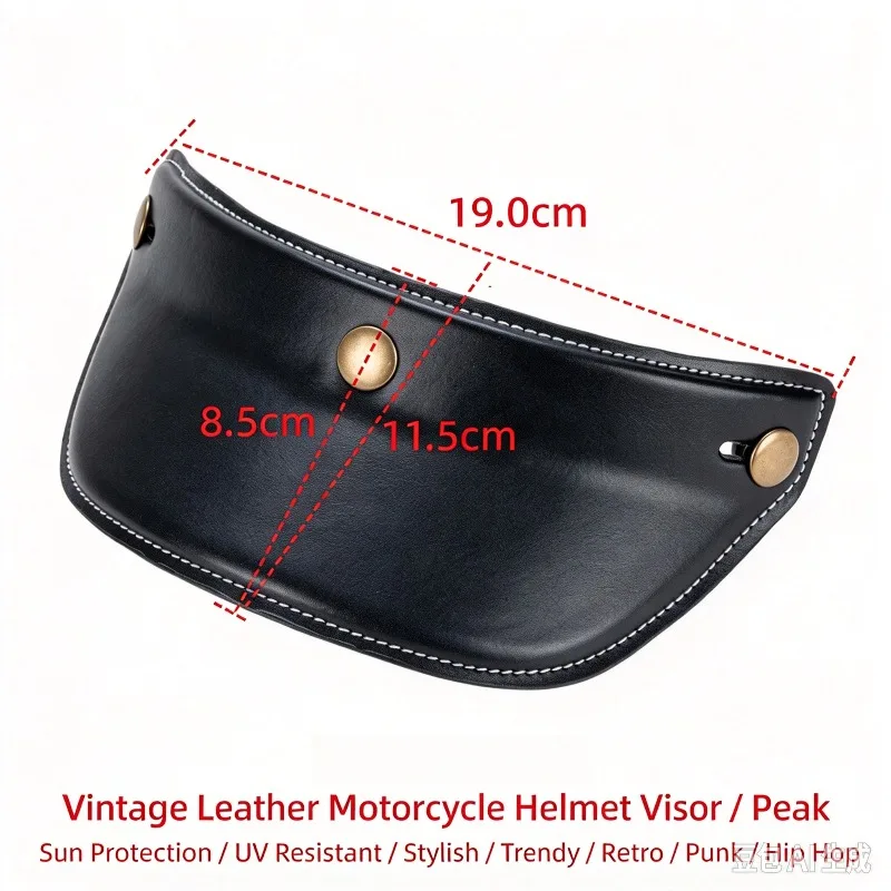Classic Leather Hat Brim Three Button Motorcycle Helmet Retro Hat Brim Thickened Version Vintage Visor
