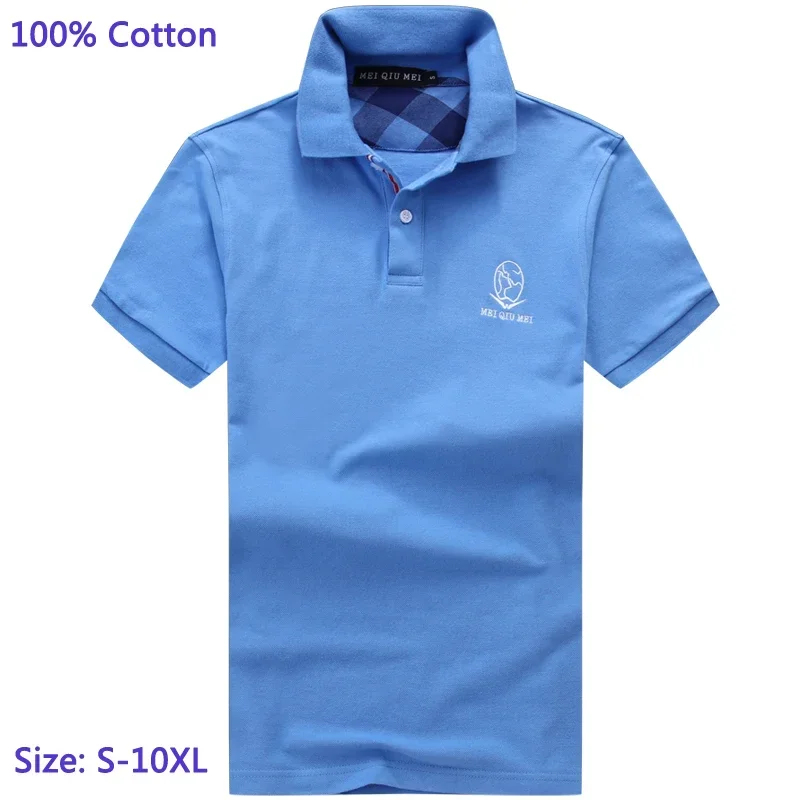 High Quality 100% Cotton For Men T Shirts Brand Big Obese Polo Super Large Knitted Breathable Plus Size S-6XL 7XL 8XL 9XL 10XL