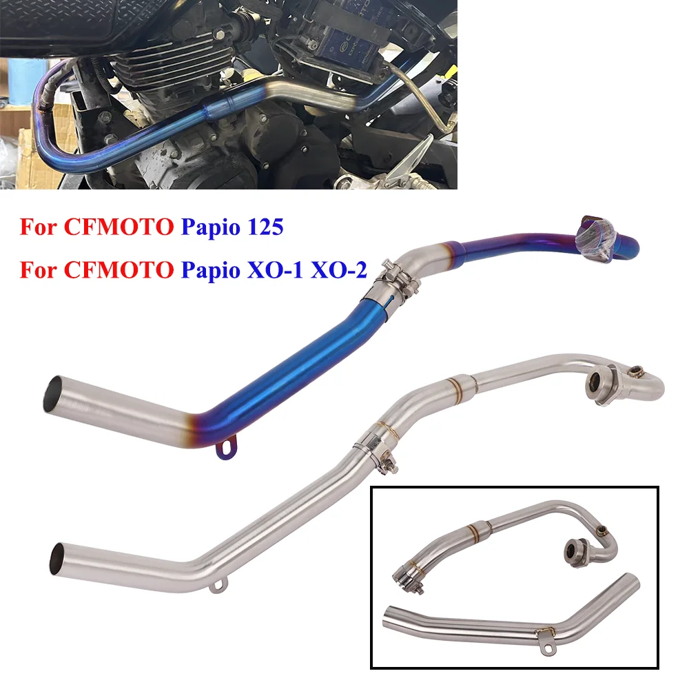 Header Pipe For CFMOTO Papio 125 XO-1 XO-2 XO Baboon 2023 2024 Motorcycle Exhaust Slip On Front Link Pipe Escape System Muffler