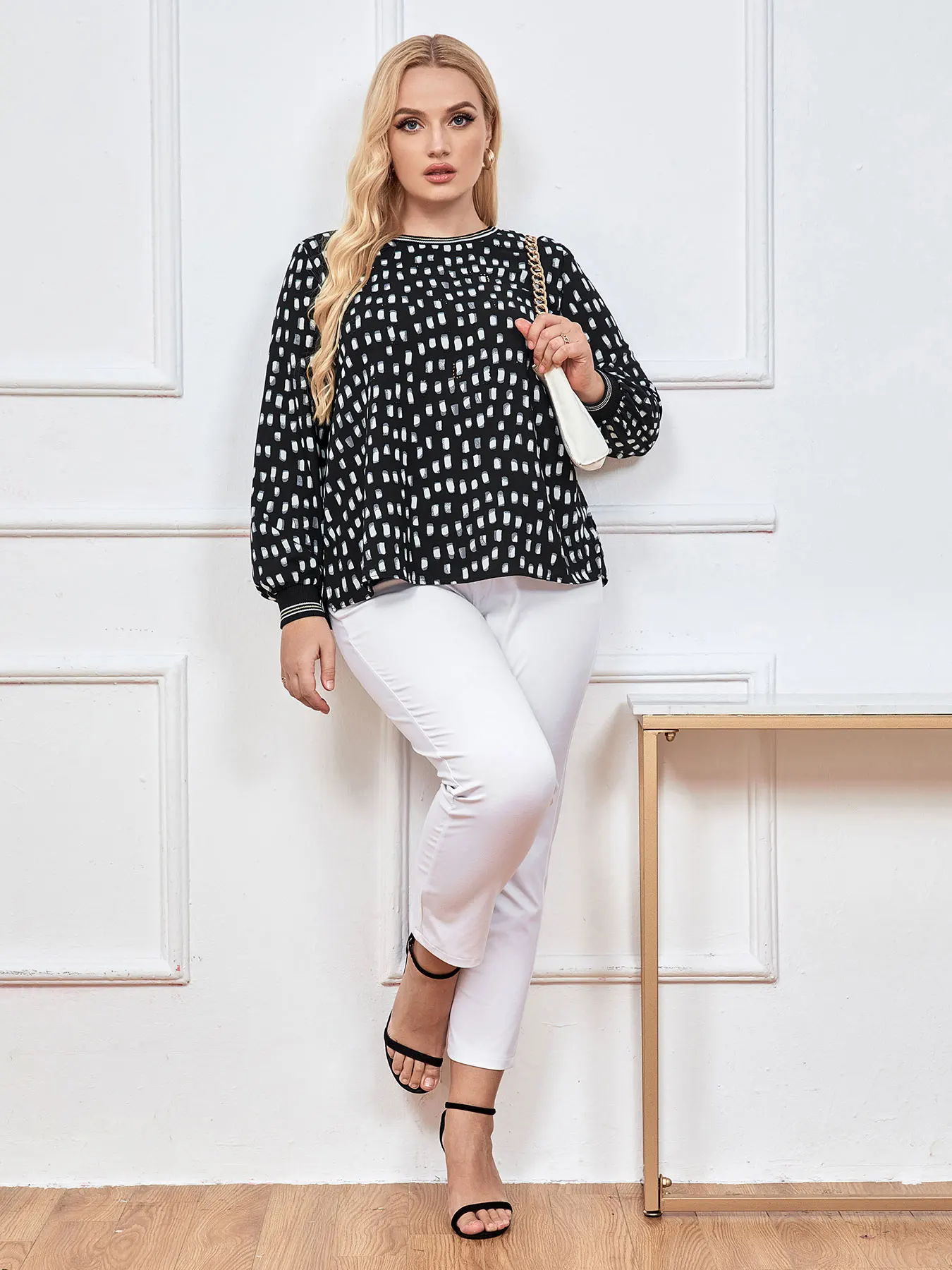 Moda damska Plus Size góra wiosna elegancki Top odpowiednia dla okrągłych damskich bawełnianych Top na co dzień