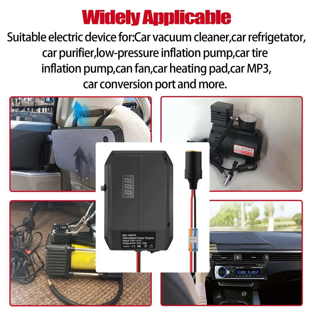 AA84 DC 18V naar 12V Step-Down Converter voor Milwaukee M18 18V Batterij, Sigarettenaansteker Adapter, Power Wheel Adapter voor Auto