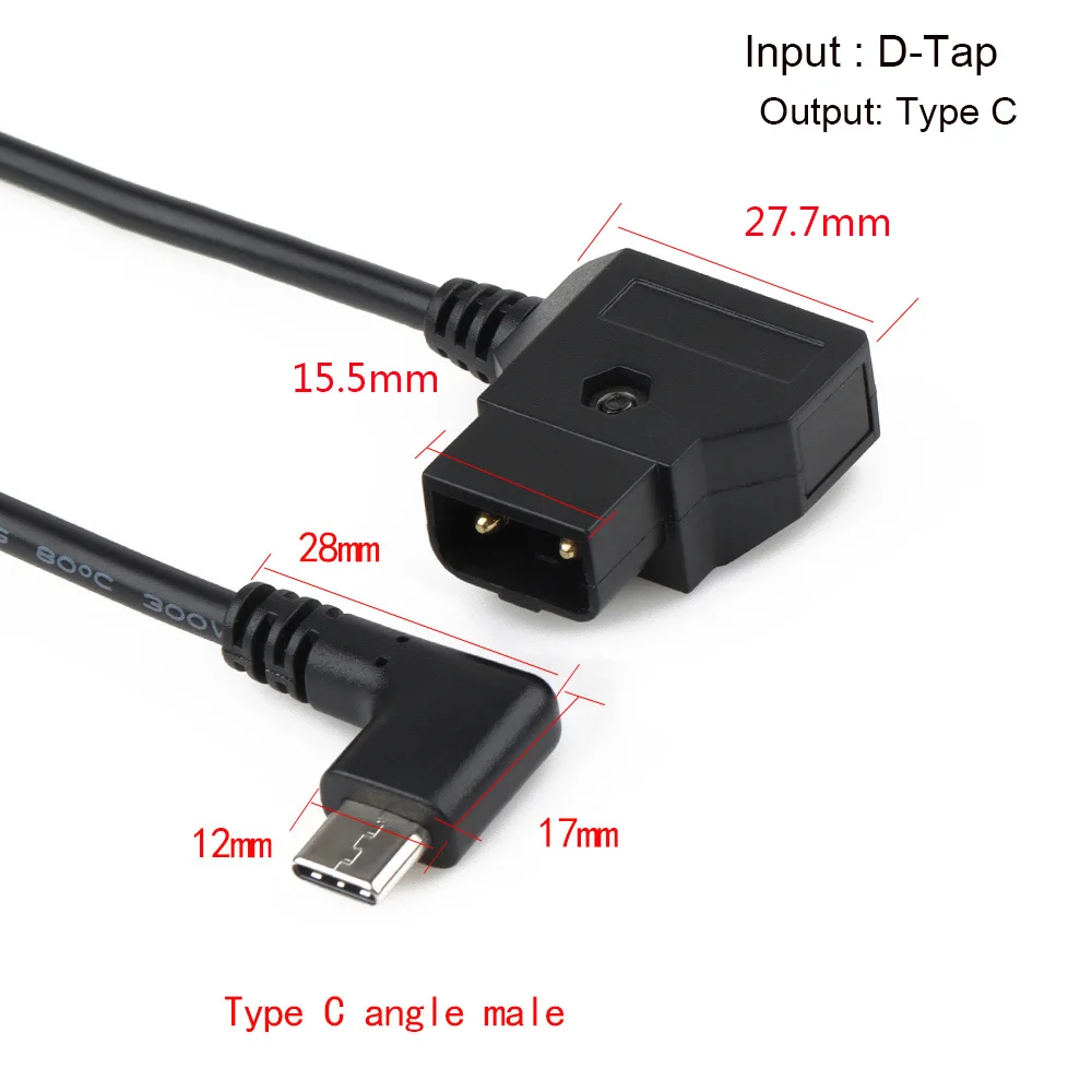 61cm/24.02inch straight Cable d-tap to Type-C Power Cable Battery Power Supply Cord for DJI Focus Pro Motor SDI Converters