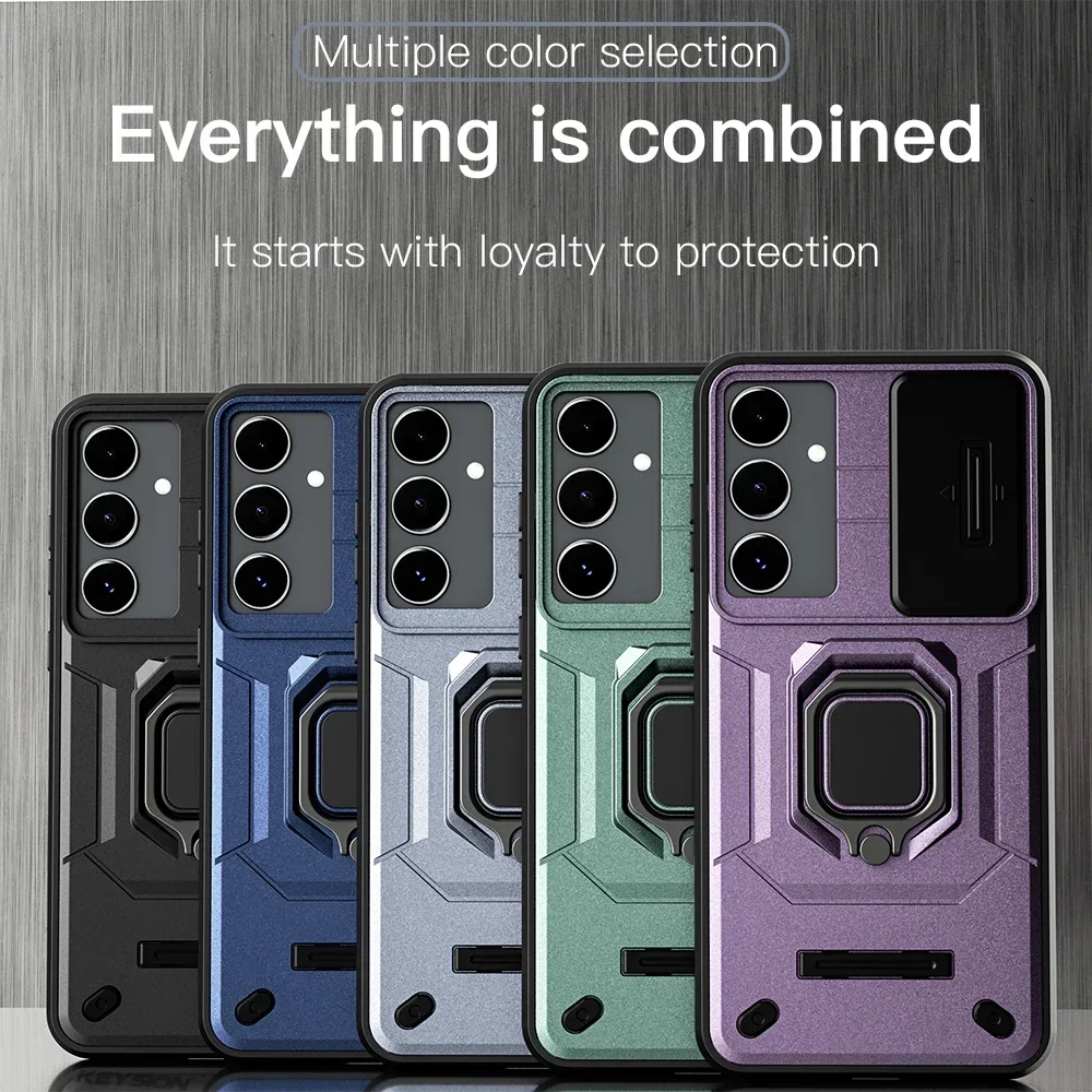 

Case for Samsung A55 5G A35 A25 A15 Slide Camera Protection Ring Stand Phone Cover for Galaxy M55 5G M15 F15 coque funda