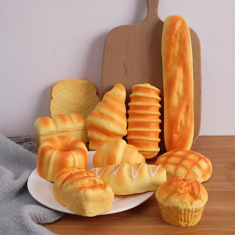 Food Creative Simulation Bread Toast Donuts Slow Rising Squeeze Stress Relief Toys Realistic Desktop Decoration