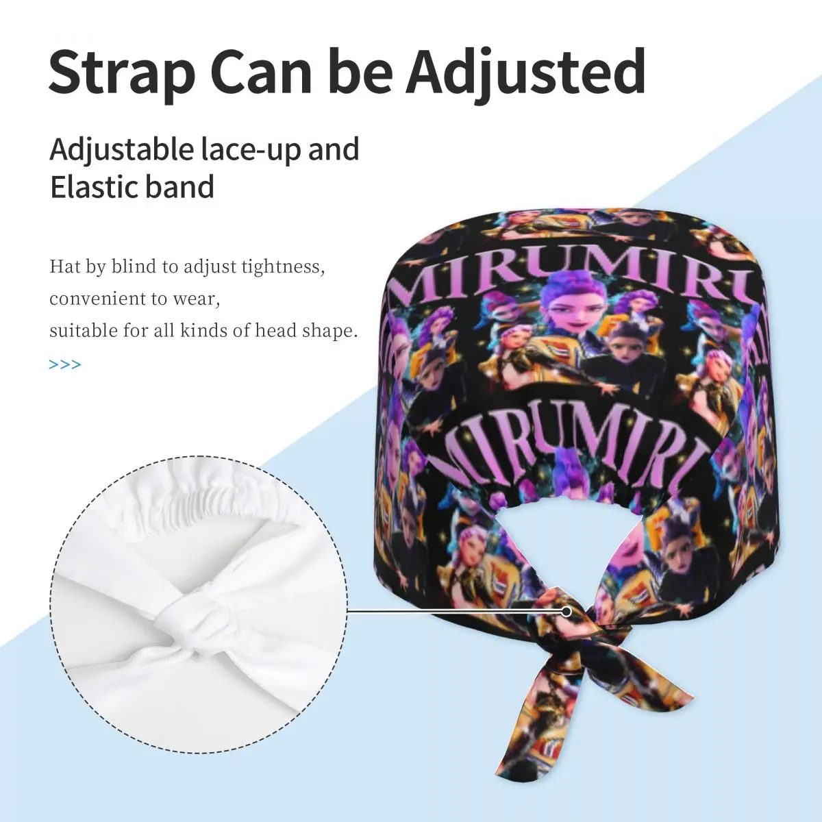 مخصص رومي Kpop شيطان هنتر هنتر هانتريكس الفتيات الدعك قبعة القبعات الجراحية النساء الرجال غرفة العمليات قبعة قبعة التمريض مختبر يعمل قبعة #3