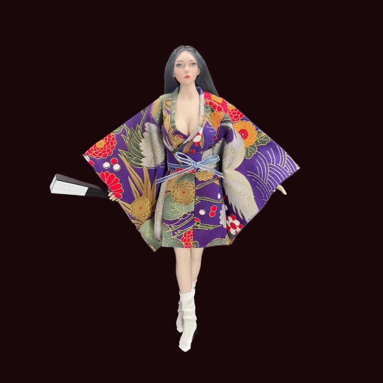 1/6 Female Soldier Kimono Ancient Bathrobe Clothing Sock Fan Set Accessories Model Toy Fit 12'' Action Figure In Stock