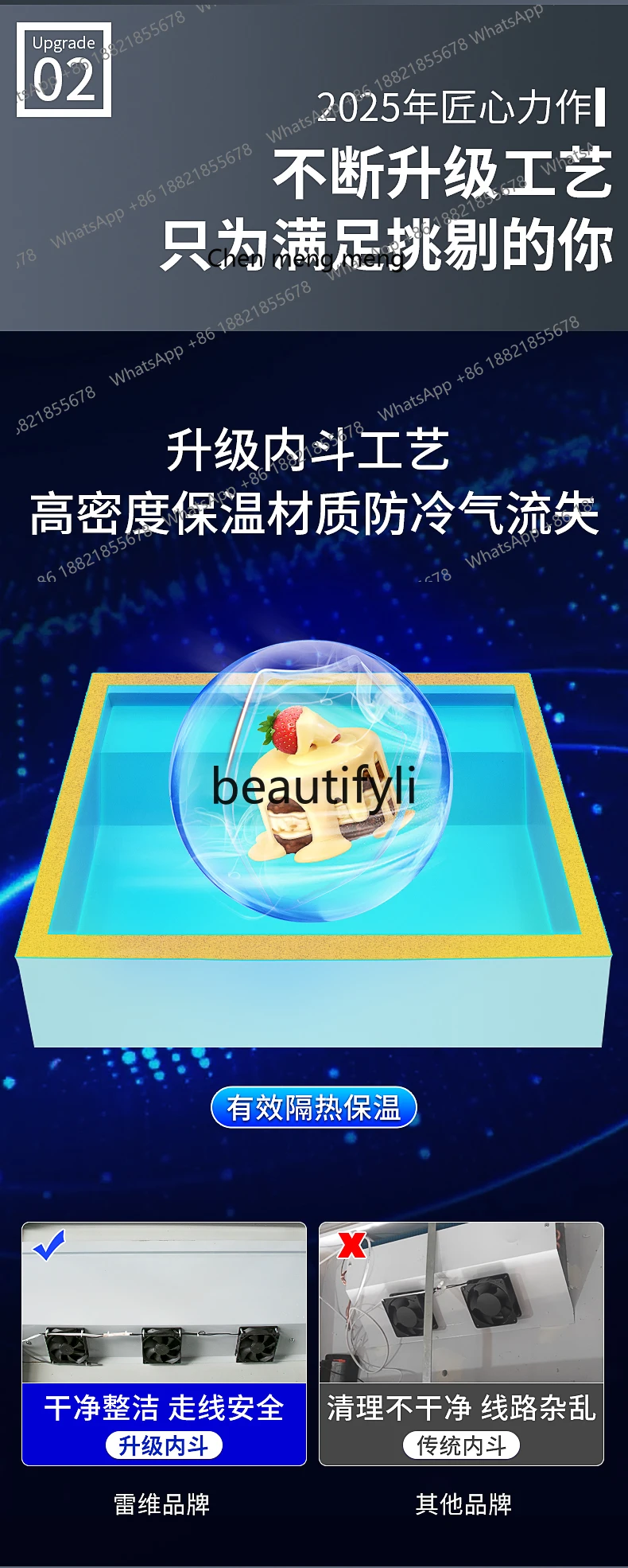 AB02 مقهى مخبز منصة مشروبات الحلوى المدمجة المعجنات المبردة عرض خزانة الفريزر