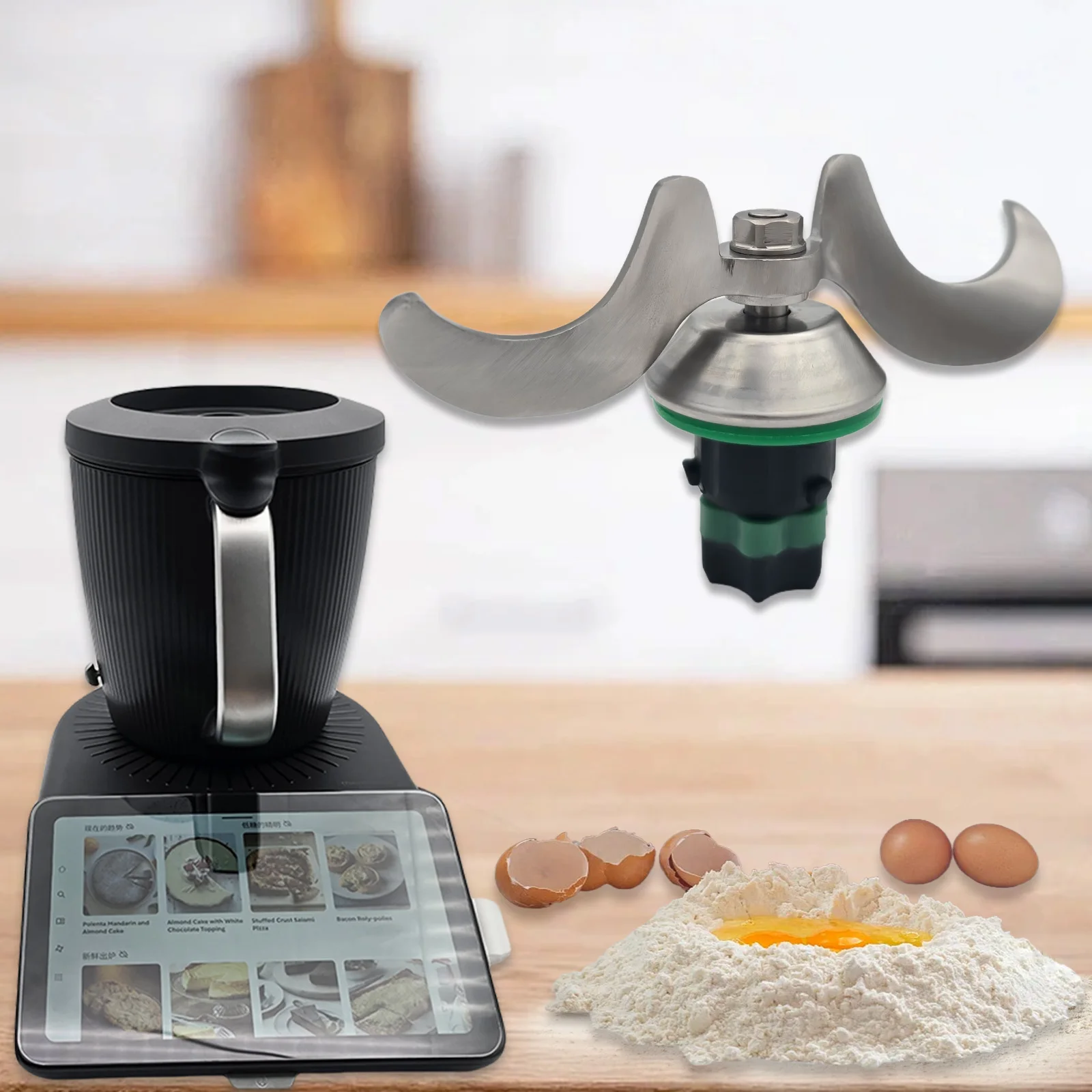 شفرة عجان من الفولاذ المقاوم للصدأ شديدة التحمل لـ Thermomix TM7 - شفرة خلط سميكة ومتينة للدقيق والعجين الناعم والمعجون