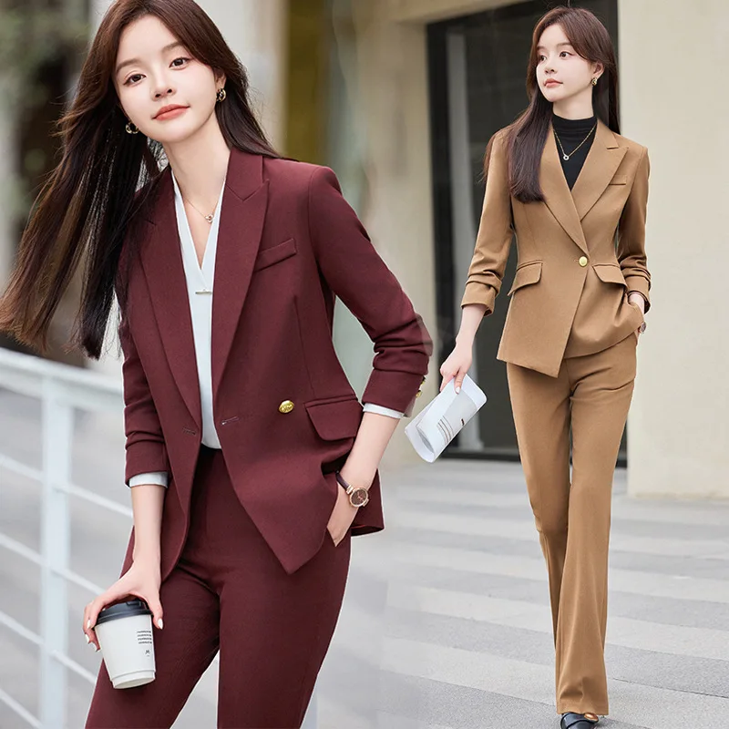 Khaki Suit Women2024New Temperament Goddess Style Commuting Work Clothes Business Manager Business Clothing