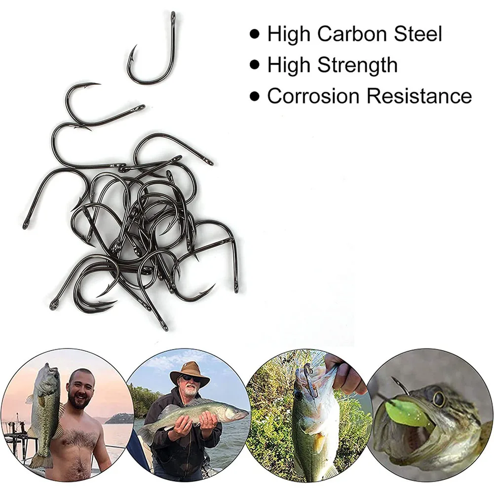 

20-50pcs/box Fishing Hooks Circle Hooks Strong High Carbon Steel Freshwater Saltwater Octopus Fishing Hooks Set (2 - 22#)