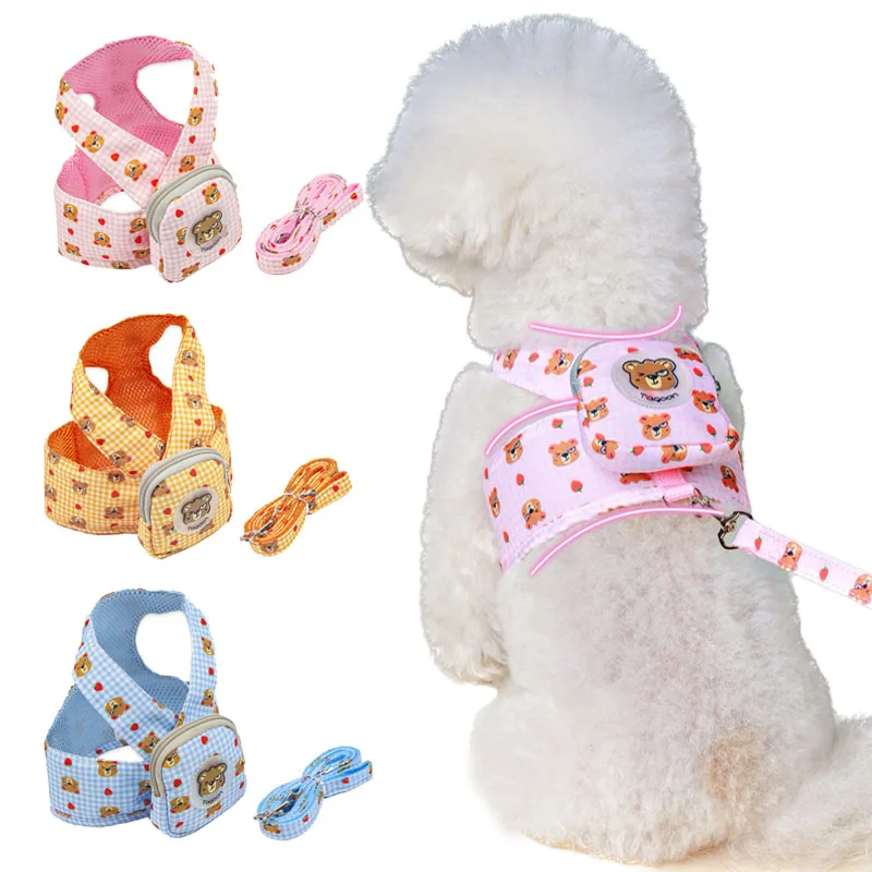 

Pet Harness with Backpack for Small Meidum Dogs Harness Vest Set Puppy Chest Straps Chihuahuas Pug Travel Hiking Walking Bags