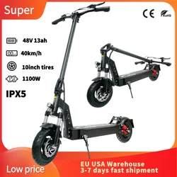 EU warehouse Factory Direct 1100W 48V 13Ah Long Range 40km/h 10inch Wheel IPX5 Foldable Electric Scooter