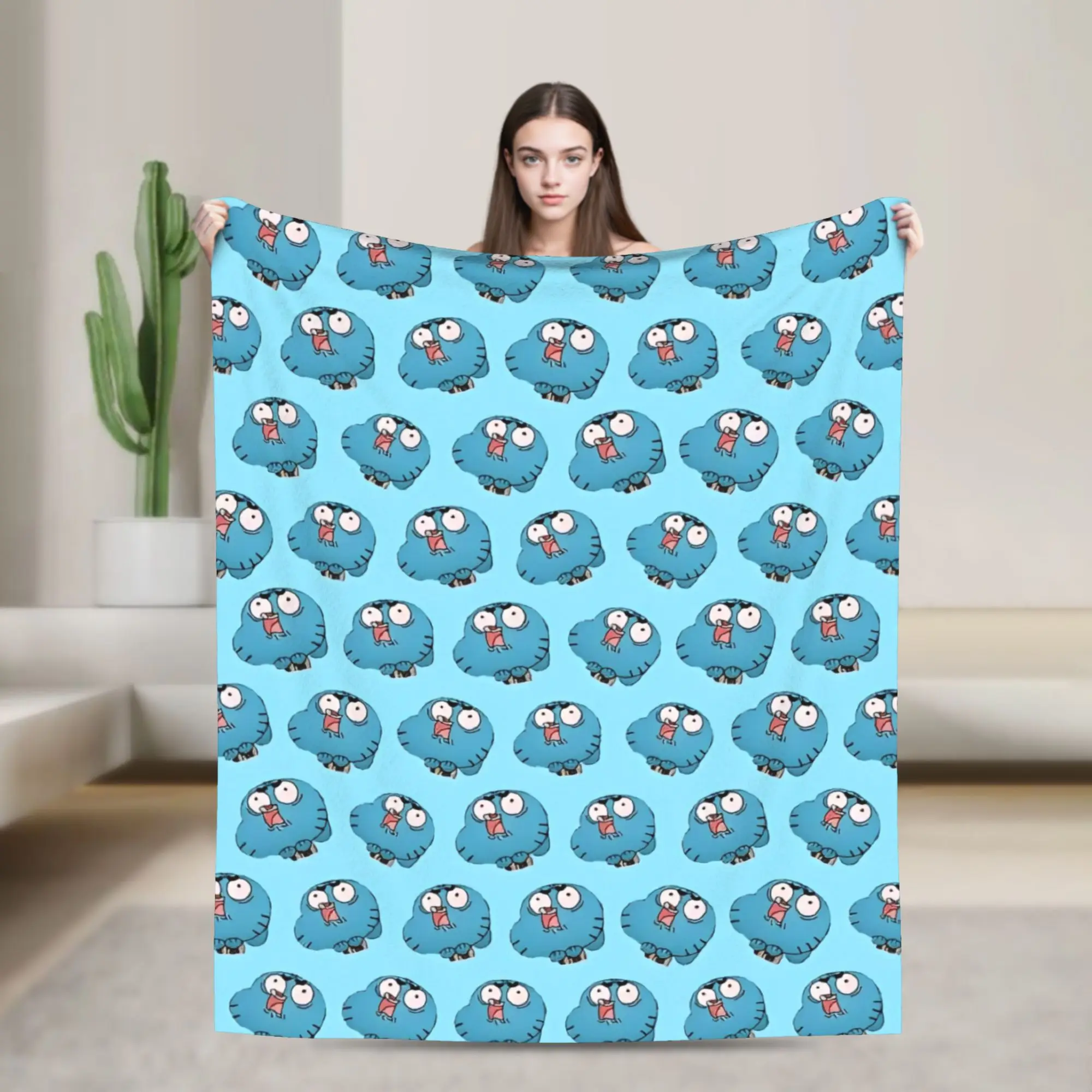 Gumballs Face Cartoon  Blankets Flannel  Lightweight Throw Blankets for Bed Bed Rug