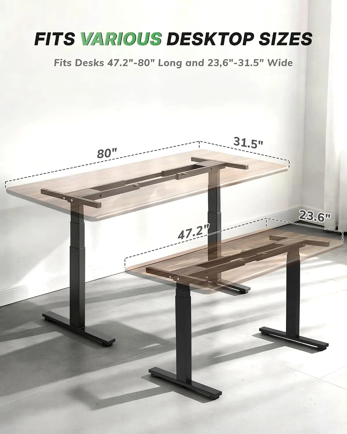 3-Stage Dual Motor Electric Standing Desk Frame 300lb Capacity, Customized