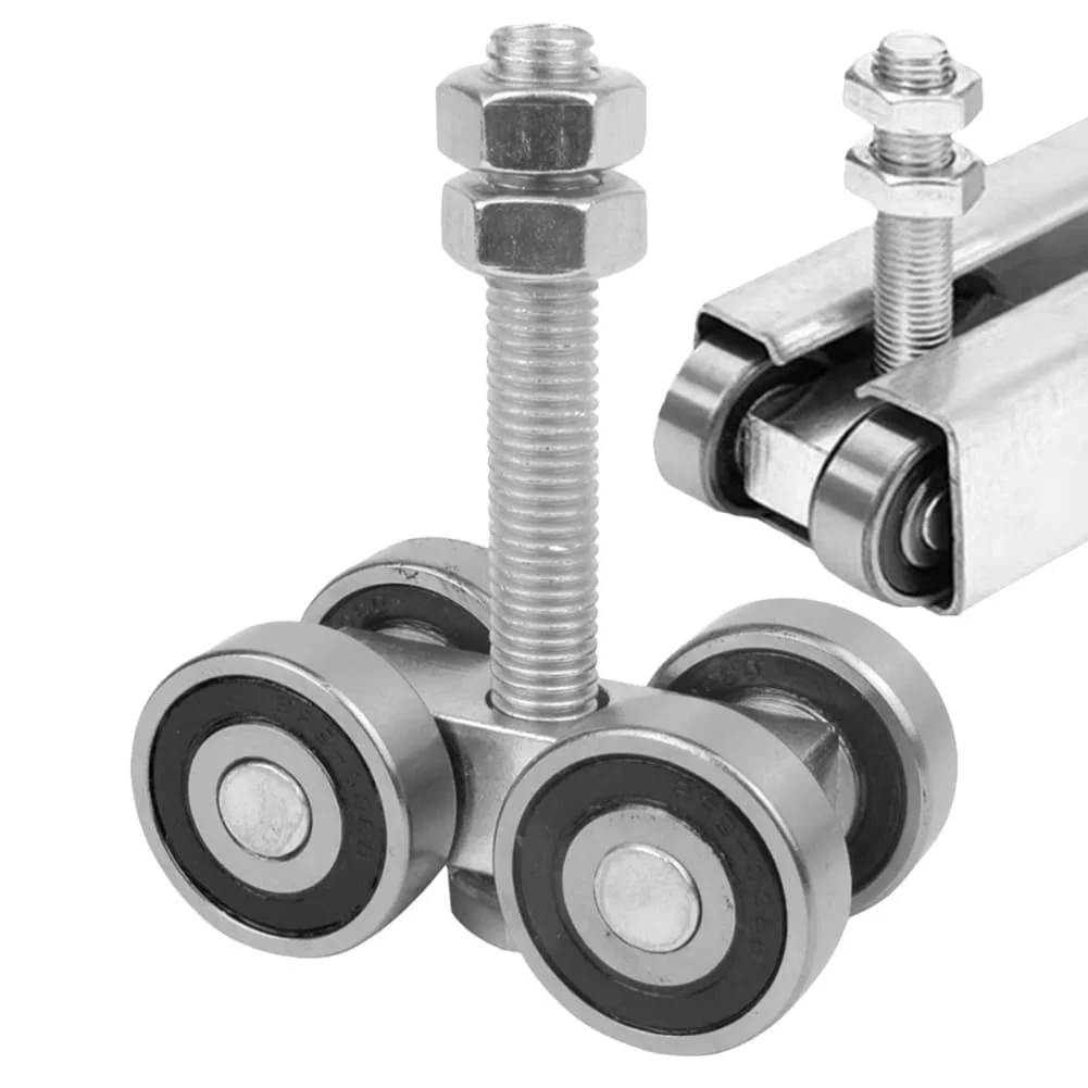 Barn Door Rollers 4 Wheel Trolley Assembly Roller Heavy Duty Sliding Door Hanger Ceiling Mount Barn Door Hardware For Wardrobe