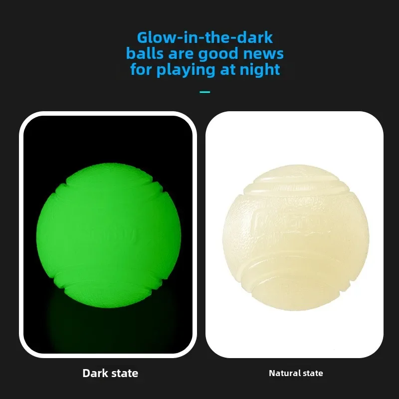 Pet Ball Elastic Glow-in-the-dark Ball Dog Toy Bite Resistant Boring Solid Ball Small, Medium and Large Dog Teething Pet Toy