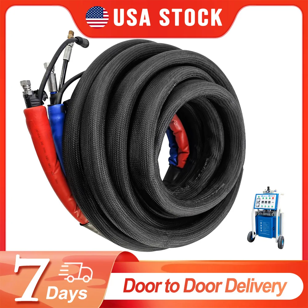 USA Stock 590Inch/15Meters Polyurethane Polyurea Heating Hose Pipe For PU Foam Spraying Insulation Coating