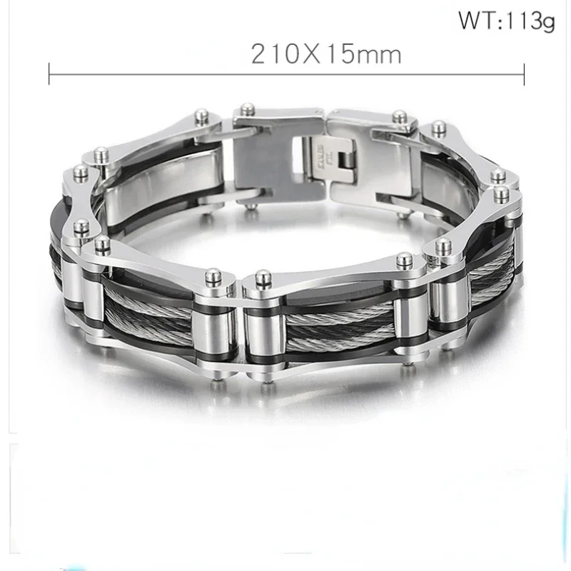 Retro Stainless Steel Bicycle Chain Bracelet For Men Punk Wristband Stylish Casual Bangle Gift for Boys