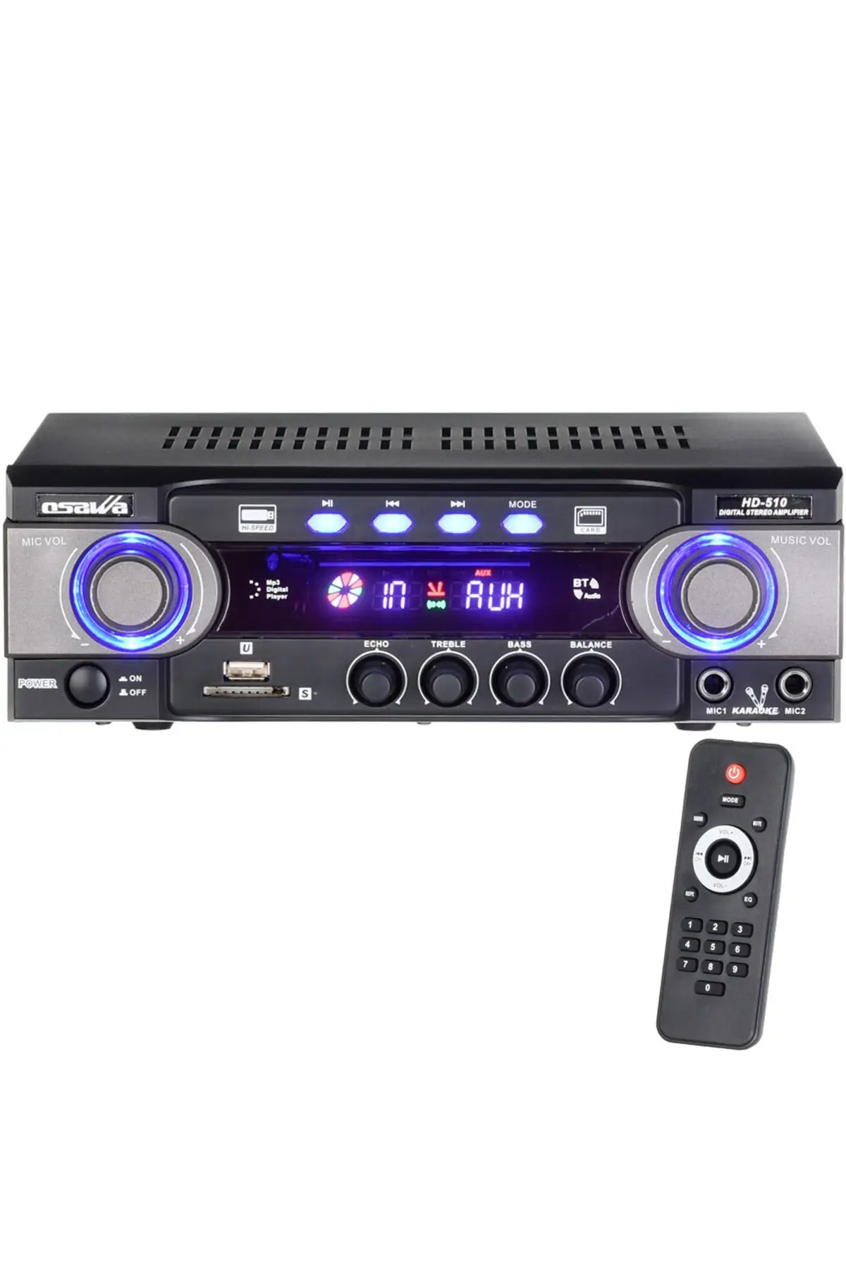 

2x50w Usb 2 Microphone Input Stereo Bluetooth Amplifier Hd-510