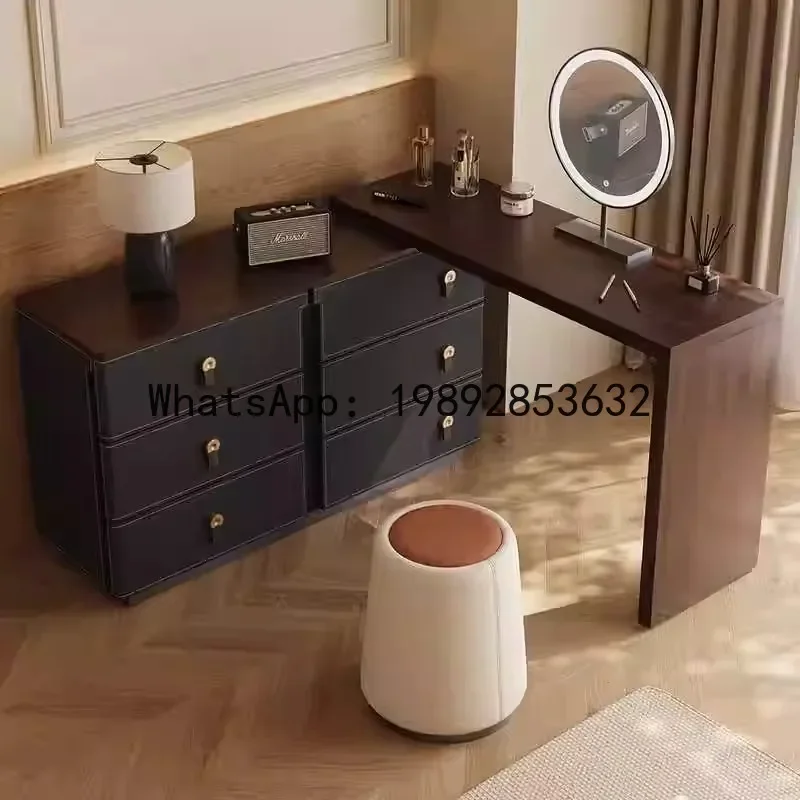 H5.14 dresser chest of drawers bedroom bedside storage cabinet walnut solid wood makeup vanity table - view 4
