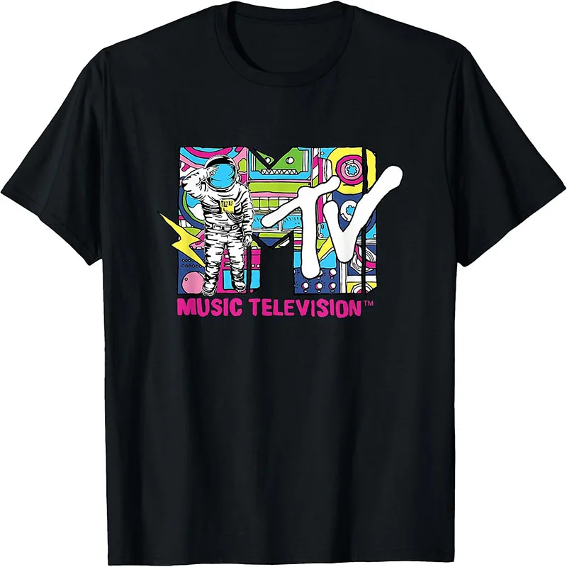Music Television Astronaut Space Retro Colorful 90s Graphic T-Shirt