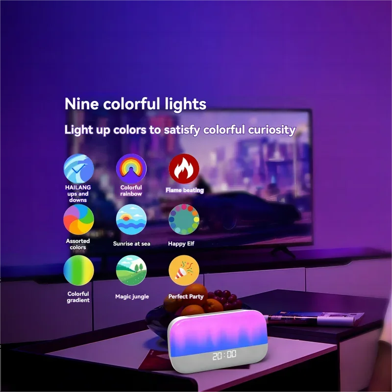 AKIMID LED White Noise Smart Sleeping Lamp Voice Control Dazzling Colorful Light Bluetooth Speaker Ambient Light for Bedroom