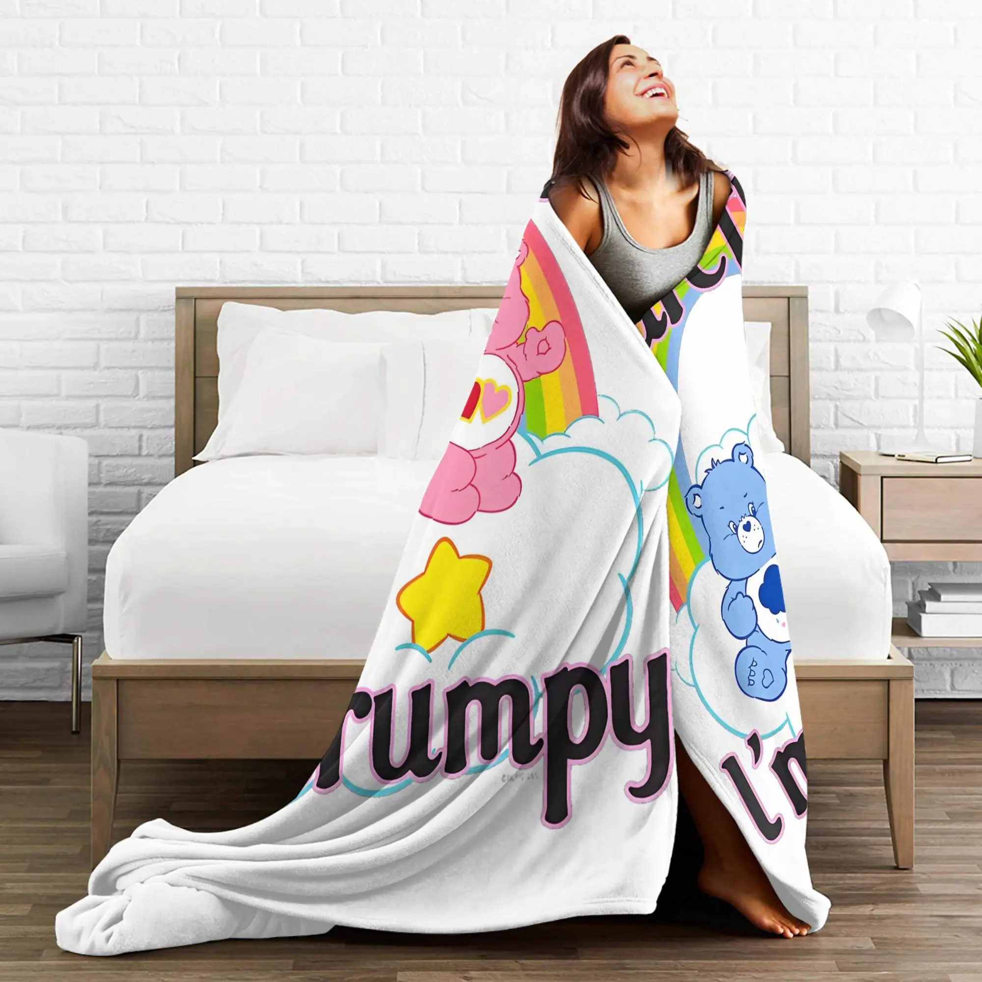 Care Bears Careful I'm Grumpy Coperta Decorazione in flanella Coperta calda multifunzione per biancheria da letto per auto domestica