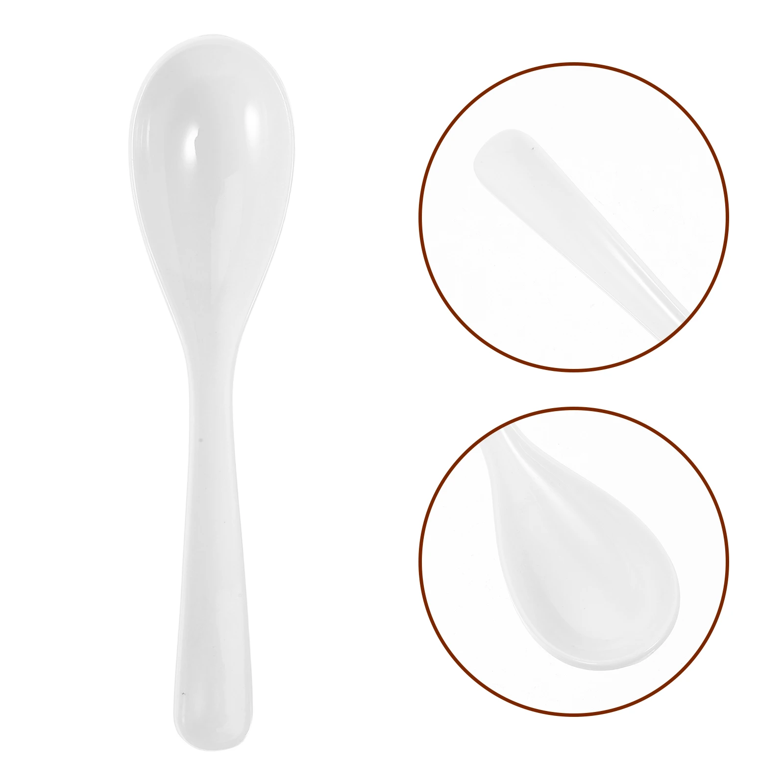 

4pcs Ramen Noodle Ladle Spoon Plastic Long Handle White Soup Commercial Use Heat Resistant Dishwasher Safe Asian