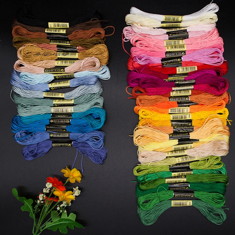 24/100/50 متعدد الألوان عبر غرزة المواضيع القطن الخياطة شلاتر التطريز الموضوع الخيط خصلة عدة لتقوم بها بنفسك أداة الخياطة