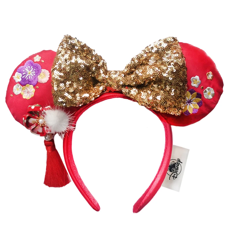 2024 High Quality Disney Minnie Headband Sequin EARS COSTUME Hallowmas  Cosplay Plush Gift plush Mouse Doll Girls Hair band